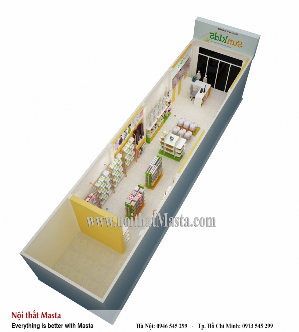 Thiết kế nội thăt cửa hàng mẹ và bé - Chị Nhung